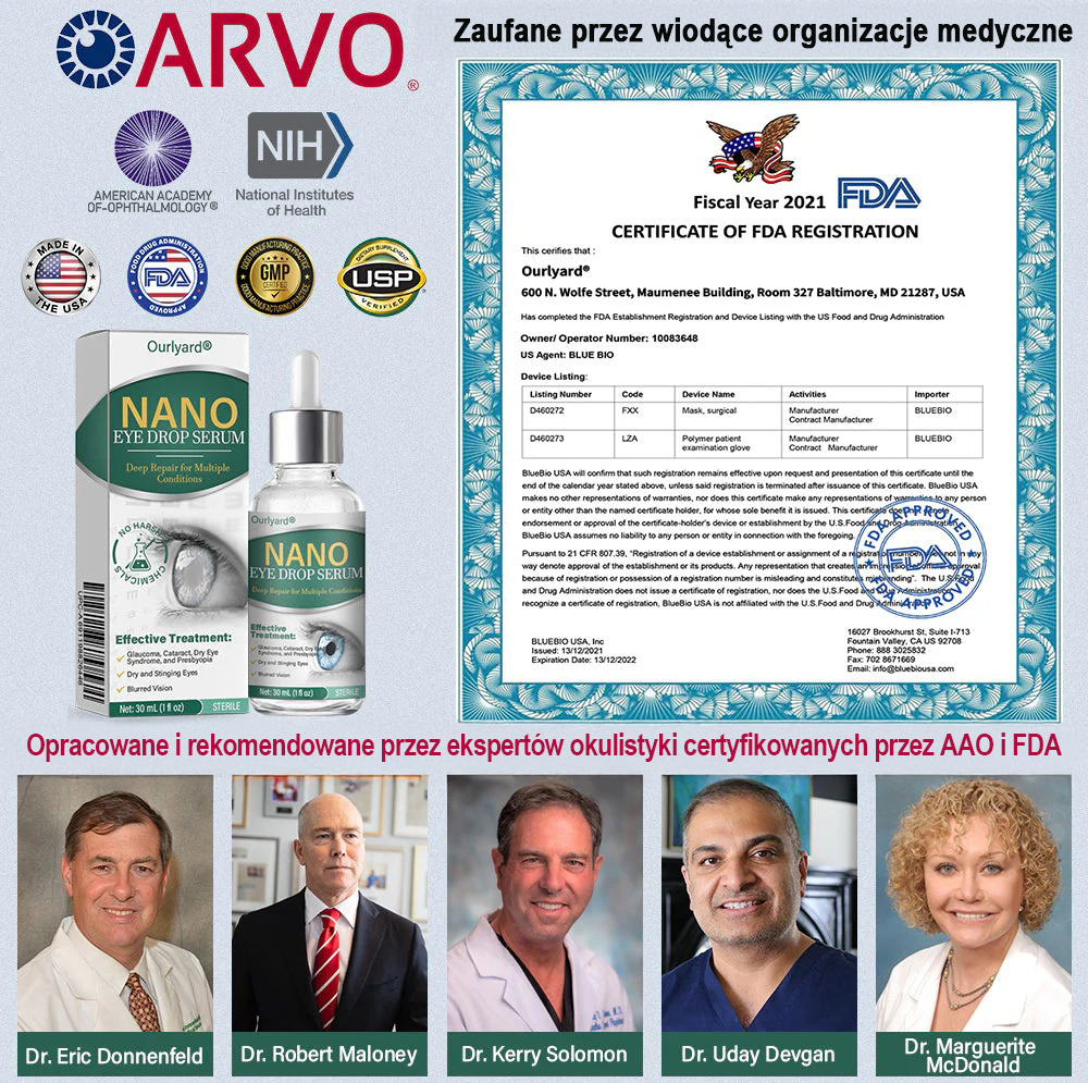 👩⚕️Serum kropli do oczu Ourlyard® Nano ✅Zatwierdzone przez FDA (nadaje się na starczowzroczność, zespół suchego oka, jaskrę i zaćmę) 👀